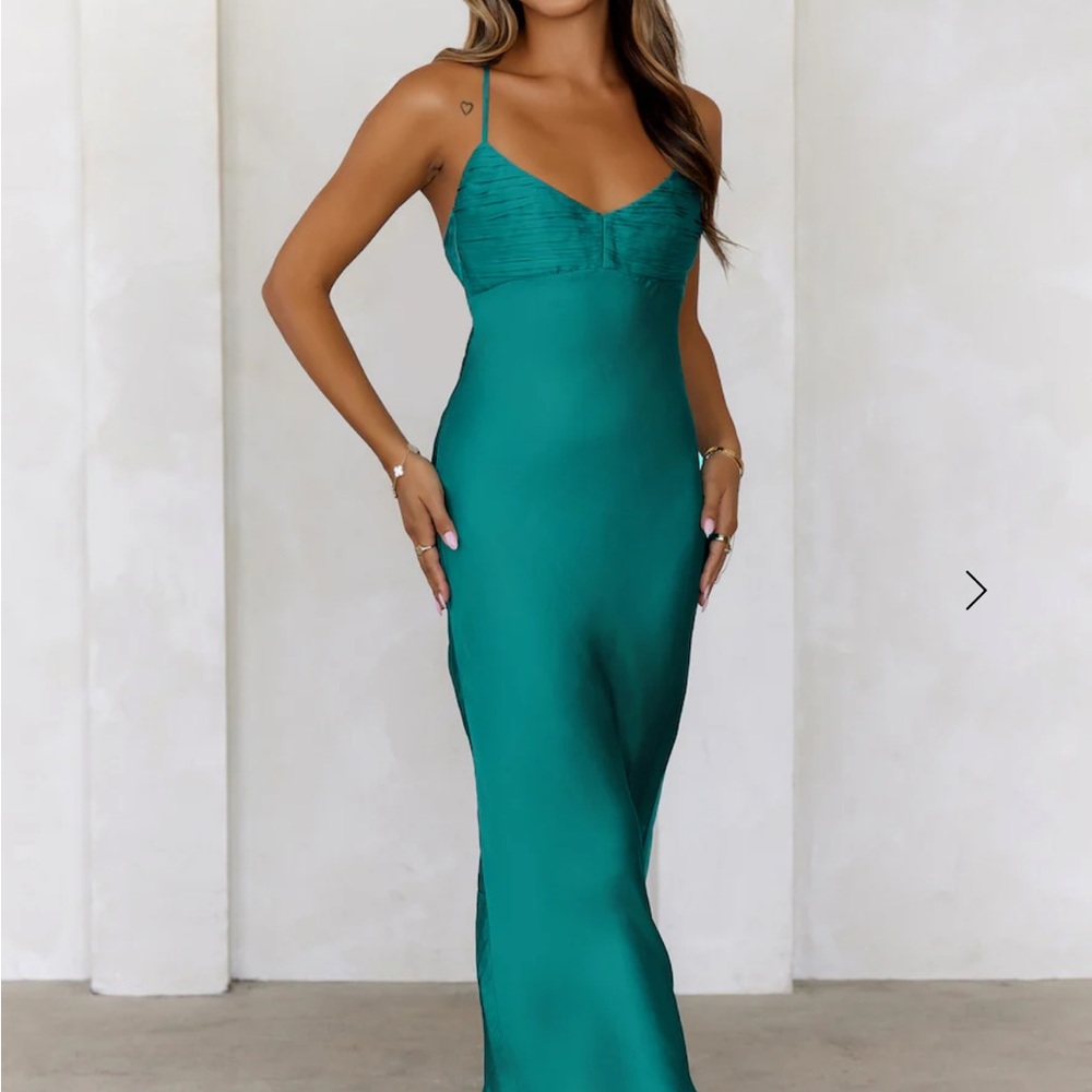 Elegant Teal Spaghetti Strap Dress